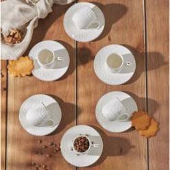 Emsan Bridal 6 Kişilik Kahve Fincanı Beyaz