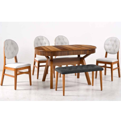 Elips Oval Ceviz Masa Takımı