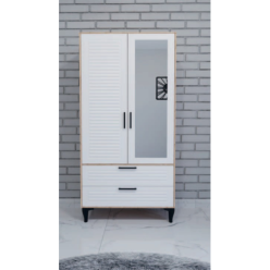 Armoni İki Kapılı Ceviz Beyaz Dolap