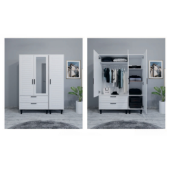 Armoni Üç Kapılı Ceviz Beyaz Dolap