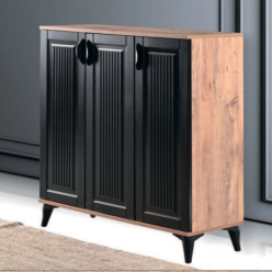 Damla Vakum Ceviz Siyah 3'Lü Ayakkabılık