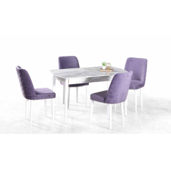 Blue Lam Beyaz Mermer Masa Takımı