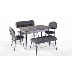 İnci Metal Banklı Siyah  Masa Takımı