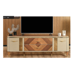 3088 Atlantik Çam Krem Gold Tv Sehpası