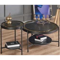 4136 Siyah Ayaklı Siyah Aynalı Orta Sehpa