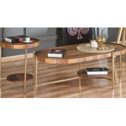 4140 Gold Ayaklı Atlantik Çam Orta Sehpa + 5050 Zİgon Sehpa