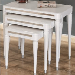 5107 Krem Gümüş Zigon Sehpa 3'Lü