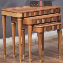 5094 Atlantik Çam Gold Zigon Sehpa 3'Lü