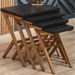 5012 Ahşap Siyah Zigon Sehpa 3'Lü