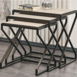 5086 Siyah Krem Zigon Sehpa 3'Lü