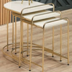 5090 Gold Beyaz Zigon Sehpa 3'Lü