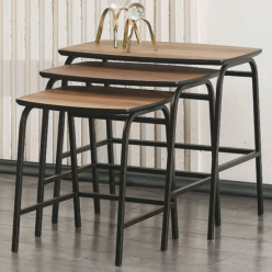 5122 Ahşap Siyah Zigon Sehpa 3'Lü