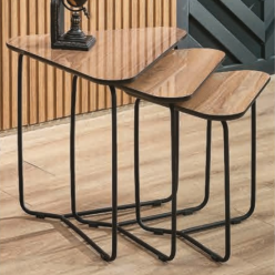 5112 Siyah Ahşap Zigon Sehpa 3'Lü