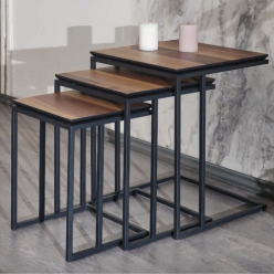 5147 Siyah Ahşap Zigon Sehpa 3'Lü