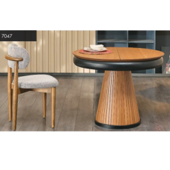 7047 Ahşap Siyah Oval Yemek Masası 