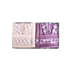 Özdilek Fiore Line Bej-Mürdüm Aile Seti Bornoz Takımı