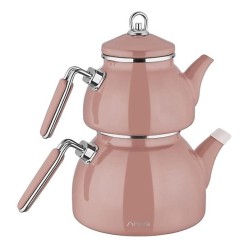 Neva N2862 Sweet Rose Chocolate Emaye Çaydanlık Demlik Seti