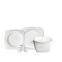Korkmaz Bone Selection A8451 Kare 60 Parça 12 Kişilik Yemek Takımı
