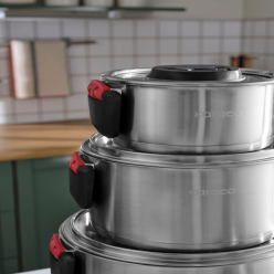 Karaca Yenka 6 Parça Katlanabilir Kulplu Çelik Tencere Seti