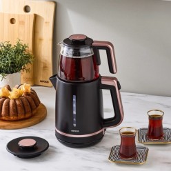 Karaca Tea Grande XL Rose Gold 1700 W Cam Demlikli Çay Makinesi