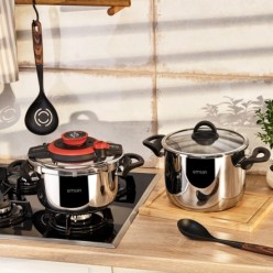 Emsan Vera 4 lt + 6 lt Düdüklü Tencere Seti Kırmızı