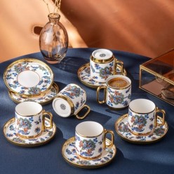 İstanbul Porselen Kandilli 6 Kişilik Kahve Fincan Takımı