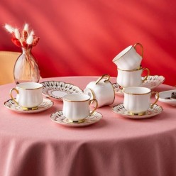 İstanbul Porselen Rumeli 6 Kişilik Kahve Fincan Takımı