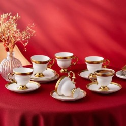İstanbul Porselen Çırağan 6 Kişilik Kahve Fincan Takımı