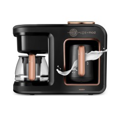 Karaca Hatır Plus 5 in 1 Konuşan Közde ve Sütlü Türk Kahvesi ve Filtre Kahve Makinesi Black Copper