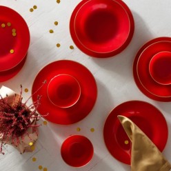 Karaca Retro Kırmızı 18 Parça 6 Kişilik Yemek Takımı