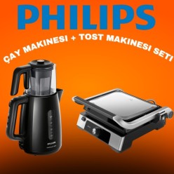 Philips Contact Grill HD6301/90 2200 W Tost Makinesi + Daily Collection HD7301/00 1700 W Cam Demlikli Çay Makinesi