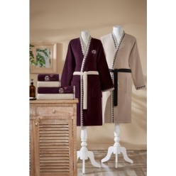 Özdilek Erba Seca Aile Seti Antrasit Detaylı Mürdüm-Bej