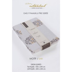 İyi Geceler İstanbul Daily Tek Kişilik Pike - Motif Sarı