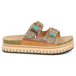 GUJA 25Y103 Kadın Mantar Platform Taban Taşlı Çift Tokalı Comfort Terlik