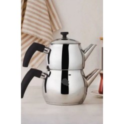 Bykardelen Ortaküre Çelik Kendinden Süzgeçli Çaydanlık Siyah