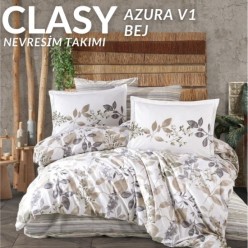 Clasy Ranforce Nevresim Takımı Çift Kişilik Azura V1 Bej