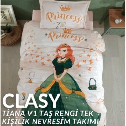 Clasy Ranforce Nevresim Takımı Tek Kişilik Tiana V1 Taş Rengi