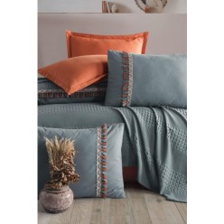 Clasy Butik Tek Kişilik Püsküllü Pike Takımı Bohamline V1 Gri