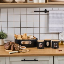 Karaca Premium Ekmek Kutusu-Saklama Kabı Hediyeli Siyah