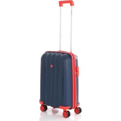 MÇS Kabin Boy Kırılmaz Silikon Seyahat Valizi Bavulu V305 Lacivert Kırmızı