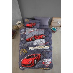 Clasy Ranforce %100 Pamuk Tek Kişilik Uyku Seti Racing Team V1 Mavi