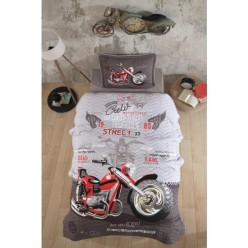 Clasy Ranforce %100 Pamuk Tek Kişilik Yatak Örtüsü Seti Street King V1 Gri