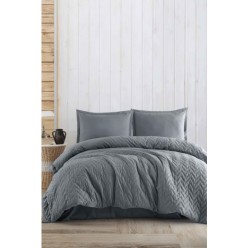 Clasy Ranforce %100 Pamuk Çift Kişilik Dört Mevsim Set Atana V6 Gri