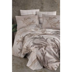 Clasy Saten %100 Pamuk Nevresim Takımı Çift Kişilik Alisa V1 Kahve