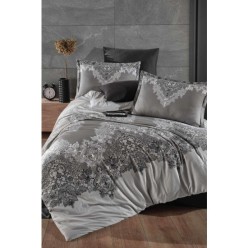 Clasy Saten %100 Pamuk Nevresim Takımı Çift Kişilik Noldor V1 Antrasit