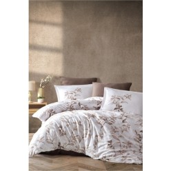 Clasy Saten %100 Pamuk Nevresim Takımı Çift Kişilik Mass V1 Kahve