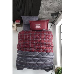 Clasy Ranforce %100 Pamuk Tek Kişilik Uyku Seti Campus V1 Bordo
