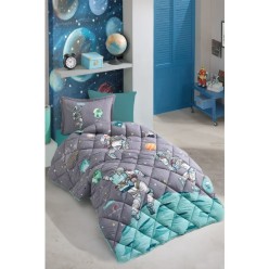 Clasy Ranforce %100 Pamuk Tek Kişilik Uyku Seti Space V1 Antrasit