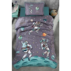 Clasy Ranforce %100 Pamuk Tek Kişilik Yatak Örtüsü Seti Space V1 Antrasit