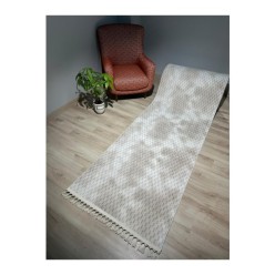 Aksu Halı Prime Berlin Fildişi Kaymaz Taban Makinede Yıkanabilen Kesme Yolluk Krem Düğüm Saçaklı 200L